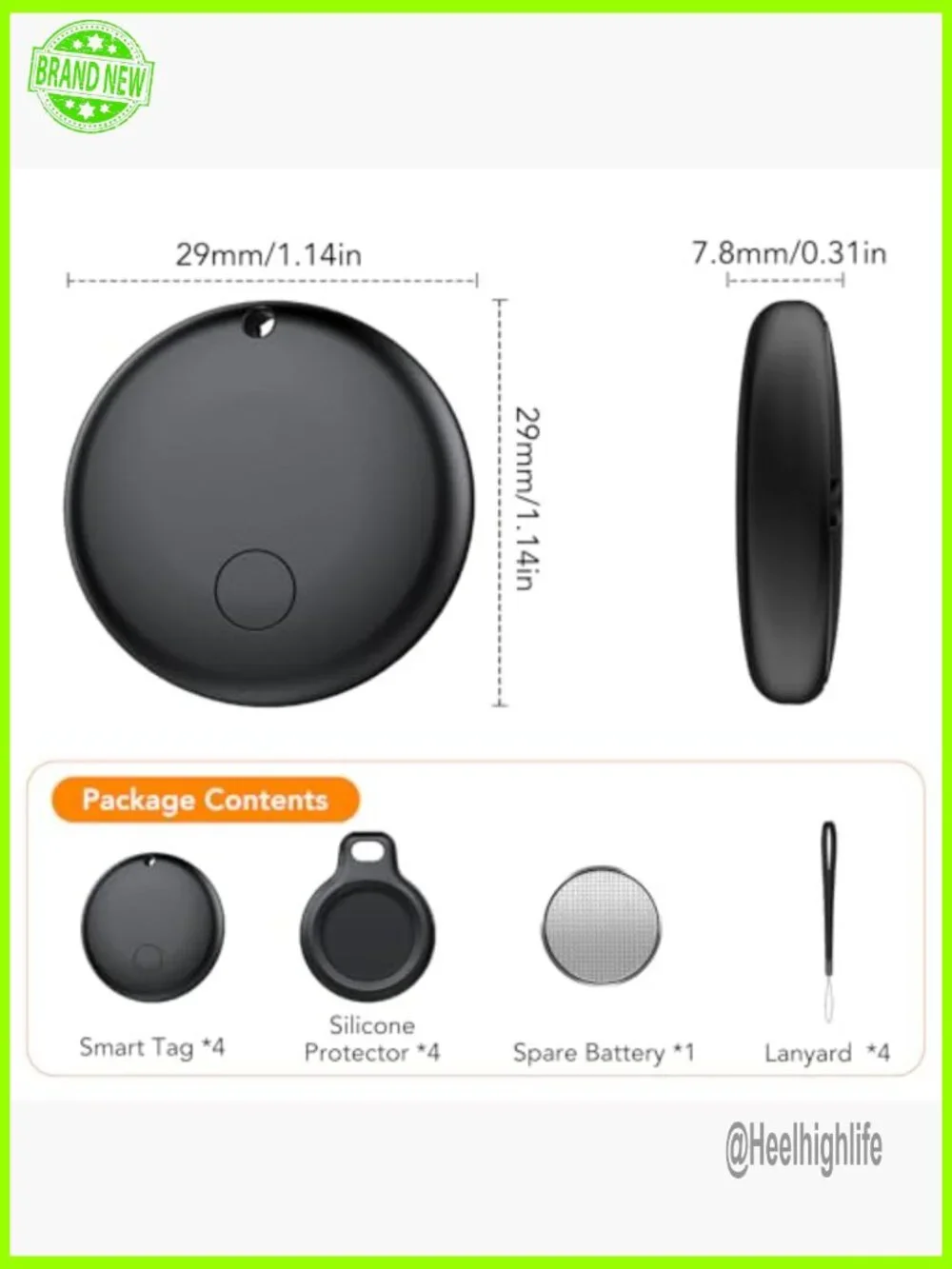 4 Pack Bluetooth Tracker Tags for Android, Find Lost Items, IP68 Waterproof - Picture 7 of 7